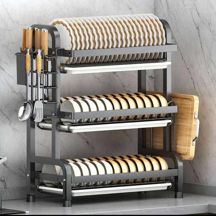 Tier Dish Drainer, Rack Kitchen Plate Cutlery Drying Holder With Drip Tray Glasses Holder, Drying Rack with Tray Chopstick Sink Tier Dish Drainer, Rack Kitchen Plate Cutlery Drying Holder With Drip Tray Glasses Holder, Drying Rack with Tray Chopstick Sink